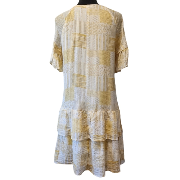 Caslon Yellow Patchwork Design Tiered Midi Dress - Picture 3 of 6
